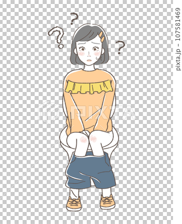トイレで悩む女の子のイラスト トイレで悩む女の子のイラスト 107581469
