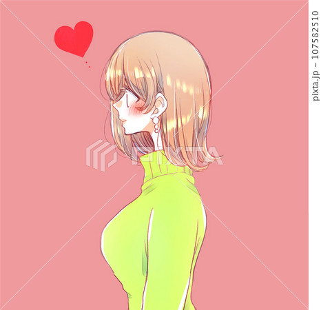 女性の横側　恋愛　上半身 107582510