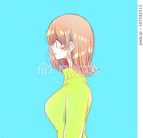 女性の横側　上半身 107582513