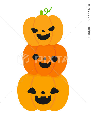 3つ重なるハロウィンカボチャ 107583816