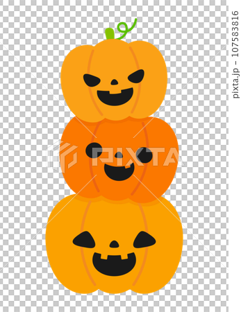 3つ重なるハロウィンカボチャ 107583816