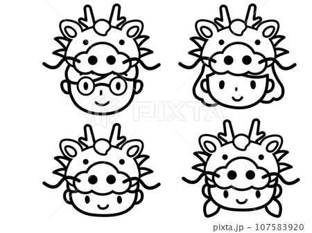 辰の帽子をかぶった家族のイラスト 107583920