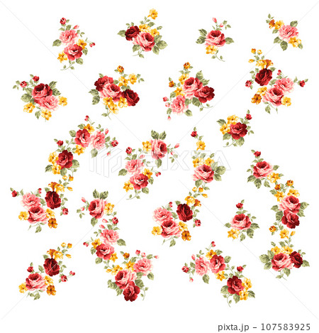 美しい薔薇のベクターイラスト素材集, 107583925