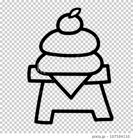 鏡餅のシンプルなイラスト　線画 107584110