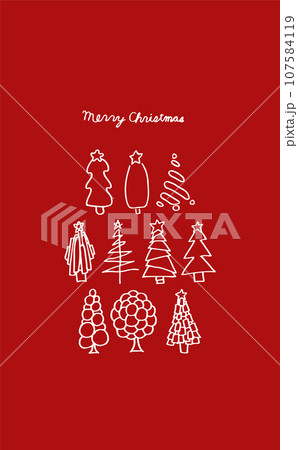 クリスマスをイメージしたクリスマスツリーのグリーティングカード 107584119