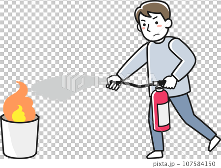 年輕人用滅火器滅火 107584150