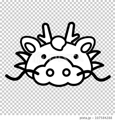 辰のかわいい帽子　黒　線画 107584288