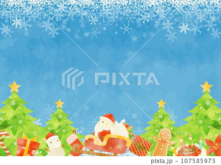 かわいいサンタクロースとクリスマスの風景 かわいいサンタクロースとクリスマスの風景 107585973