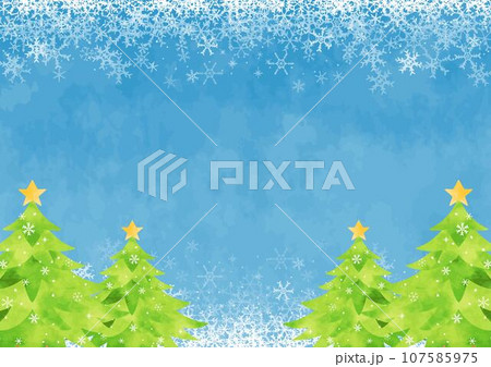 シンプルなクリスマスツリーと雪の背景 シンプルなクリスマスツリーと雪の背景 107585975