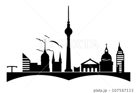Berlin silhouette skyline. Germany Berlin vector city, german linear architecture, buildings. 107587113