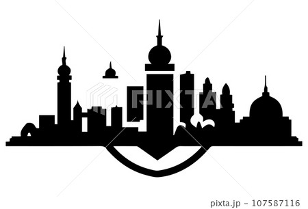 Bangalore skyline silhouette. Black Bangalore city design isolated on white background. Bangalore skyline silhouette. Black Bangalore city design isolated on white background. 107587116