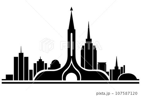Bangalore skyline silhouette. Black Bangalore city design isolated on white background. 107587120