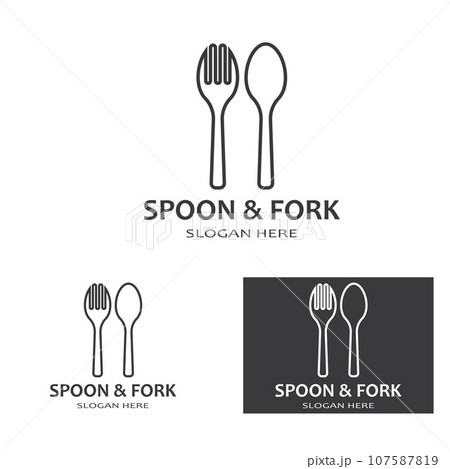 spoon,fork,and knife icon logo vector design template 107587819