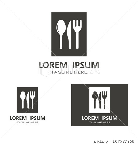 spoon,fork,and knife icon logo vector design template 107587859