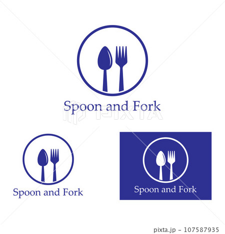 spoon,fork,and knife icon logo vector design...のイラスト素材 [107587935] - PIXTA