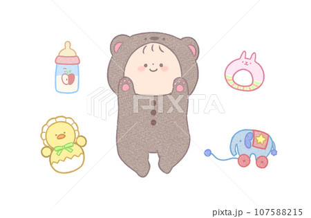 赤ちゃんとベビー用品セット くま 赤ちゃんとベビー用品セット くま 107588215