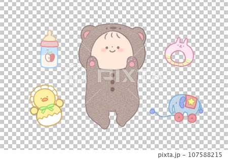 赤ちゃんとベビー用品セット くま 赤ちゃんとベビー用品セット くま 107588215