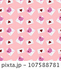 Seamless pattern from love letters. A message in an envelope for Valentines Day. Festive pattern for fabric, wrapping paper, clothing. Vector illustration. 107588781