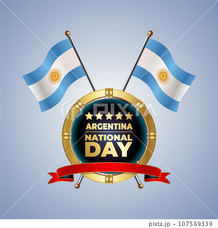 Small National flag of Argentina on Circle With garadasi color background Small National flag of Argentina on Circle With garadasi color background 107589339