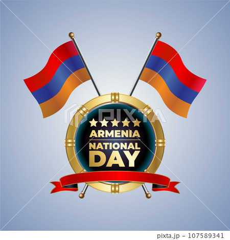 Small National flag of Armenia on Circle With garadasi color background Small National flag of Armenia on Circle With garadasi color background 107589341