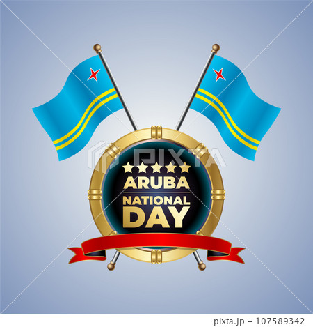 Small National flag of Aruba on Circle With garadasi color background Small National flag of Aruba on Circle With garadasi color background 107589342