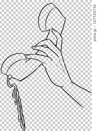 拿著電話聽筒的手的線條圖 拿著電話聽筒的手的線條圖 107589736
