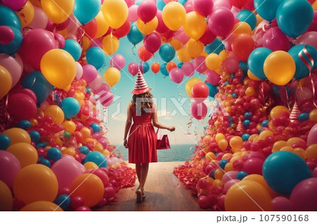 Birthday celebrations balloons background  107590168