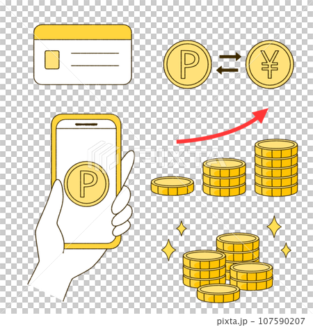 ポイ活でお金を増やすイラストまとめ ポイ活でお金を増やすイラストまとめ 107590207