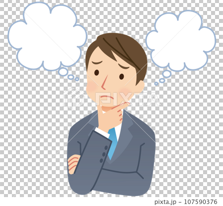 悩んでいる会社員 若い男性 ビジネスマン 悩んでいる会社員 若い男性 ビジネスマン 107590376