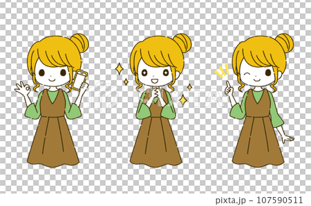 Collection of girl illustrations 107590511
