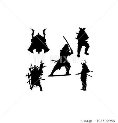 samurai set silhouette icon logo samurai set silhouette icon logo 107590953