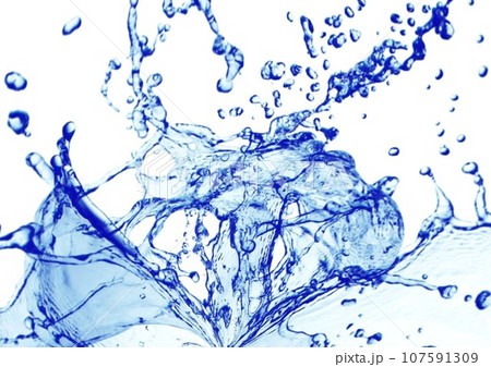 抽象的な青い水しぶきと白背景 抽象的な青い水しぶきと白背景 107591309