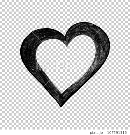 Black Heart Drawn by Colored Pencil. The Sign of World Heart Day. Symbol of Valentines Day. Heart Shape Isolated on White Background. 107591516