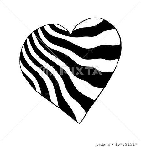 Black Heart Drawn by Colored Pencil. The Sign of World Heart Day. Symbol of Valentines Day. Heart Shape Isolated on White Background. 107591517