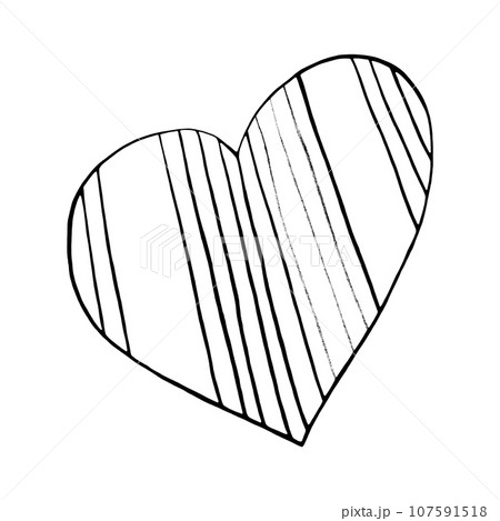 Black Heart Drawn by Colored Pencil. The Sign of World Heart Day. Symbol of Valentines Day. Heart Shape Isolated on White Background. 107591518