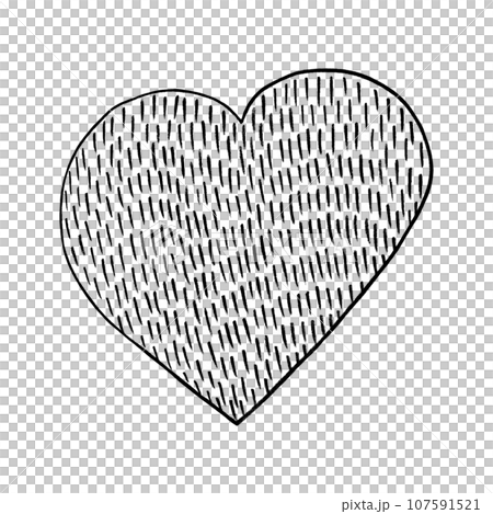 Black Heart Drawn by Colored Pencil. The Sign of World Heart Day. Symbol of Valentines Day. Heart Shape Isolated on White Background. 107591521