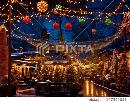 Cozy Christmas ball POV artificial light neon 107592031