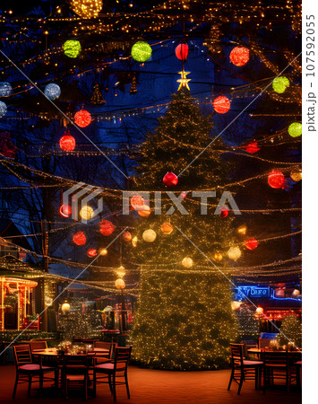 Cozy Christmas ball POV artificial light neon 107592055