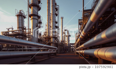 Close up Industrial view at oil refinery plant pipe line 107592981
