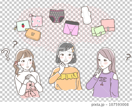 擔心月經的女生插畫 擔心月經的女生插畫 107593008