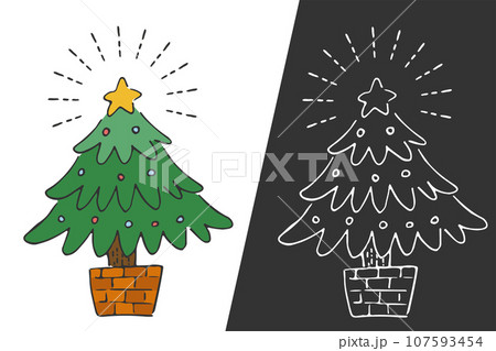 手描きのクリスマスツリーのイラスト素材 [107593454] - PIXTA
