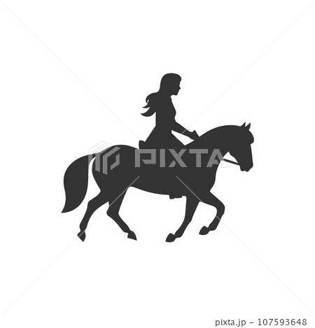 A girl on horseback icon 107593648