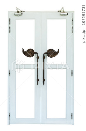 White wooden door isolated 107593735