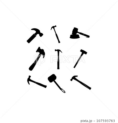 hammer silhouette set creative design 107593763