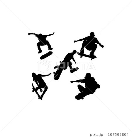 skater set silhouette icon logo 107593804