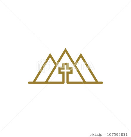 Mountain cross church line simplicity logo Mountain cross church line simplicity logo 107593851