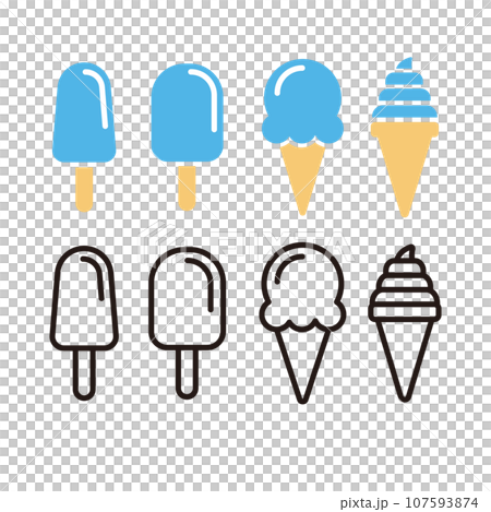 Ice cream icon illustration set Ice cream icon illustration set 107593874