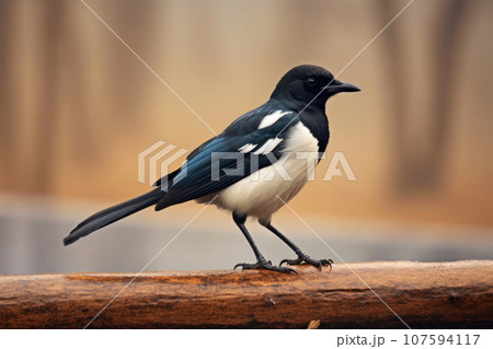 Solitary Eurasian Magpie Amidst Nature's Beauty 107594117