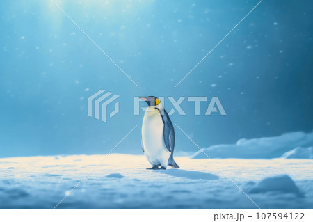 Emperor Penguin Portrait Against a Secluded Landscape 107594122