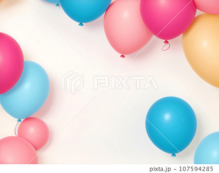 Birthday party poster with helium balloon and copy space. 107594285